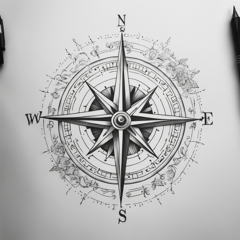 Compass Tattoo Designs design 5, tattoo inspiration