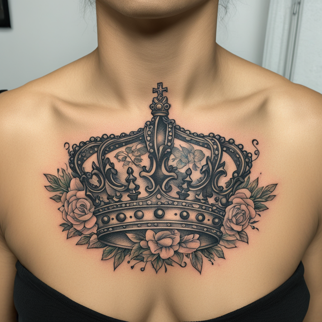 Crown Positioned Higher Than Surrounding Space, Crown Tattoo Designs tattoo design, tattoo inspiration