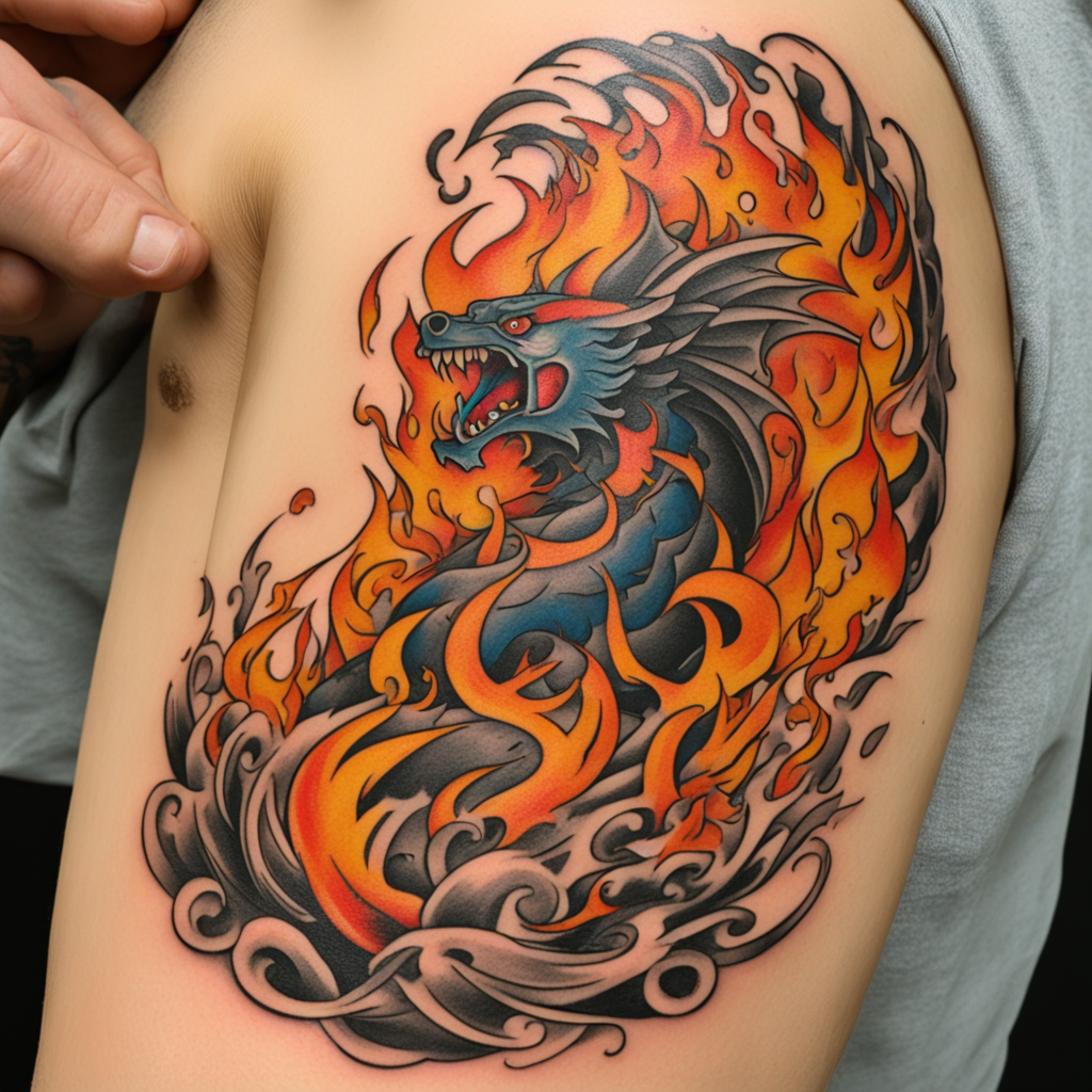 Fire Acting As A Force Rather Than Form, Fire Tattoo Designs tattoo design, tattoo inspiration