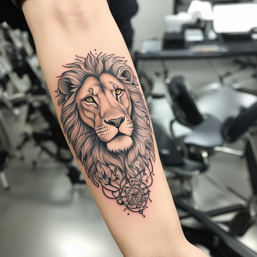 Lion Observing The World With Measured Patience And, Lion Tattoo Designs tattoo design, tattoo inspiration