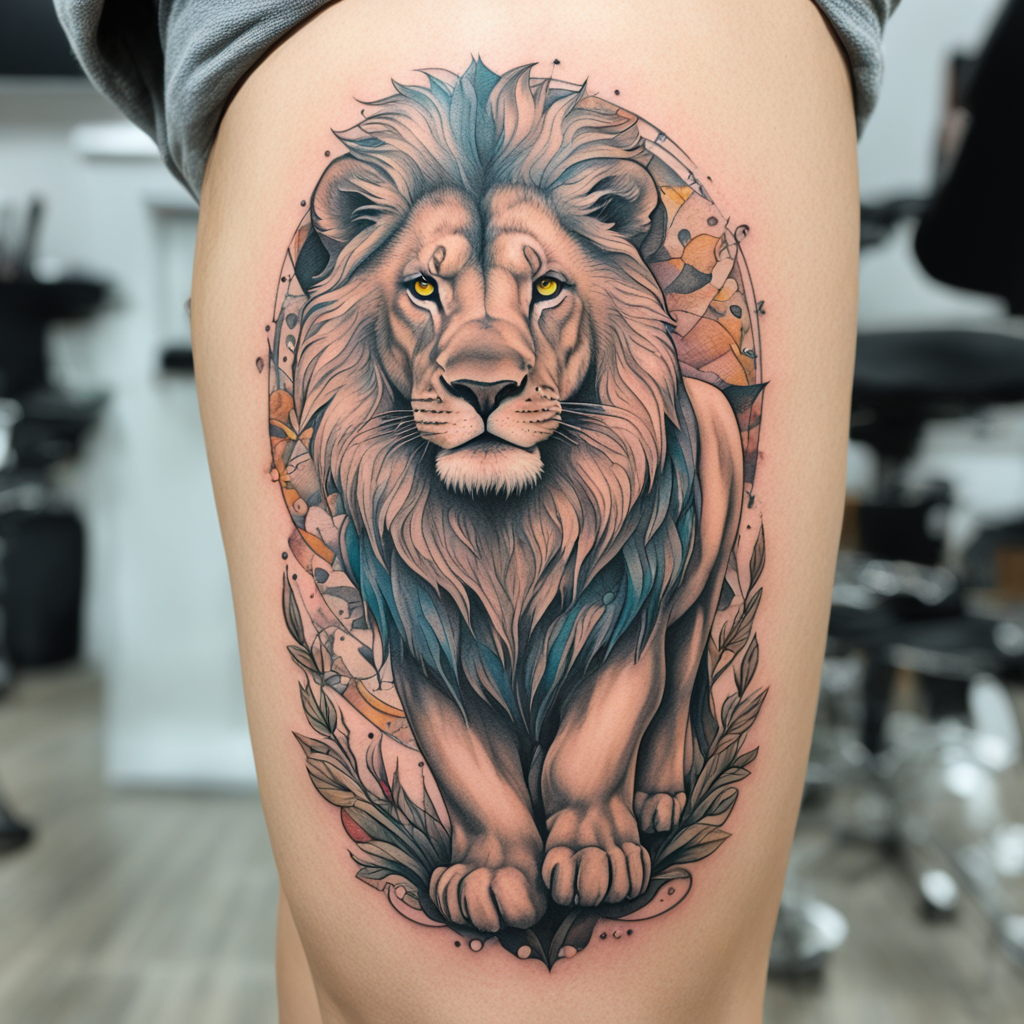 Lion Pausing Before Movement, Lion Tattoo Designs tattoo design, tattoo inspiration