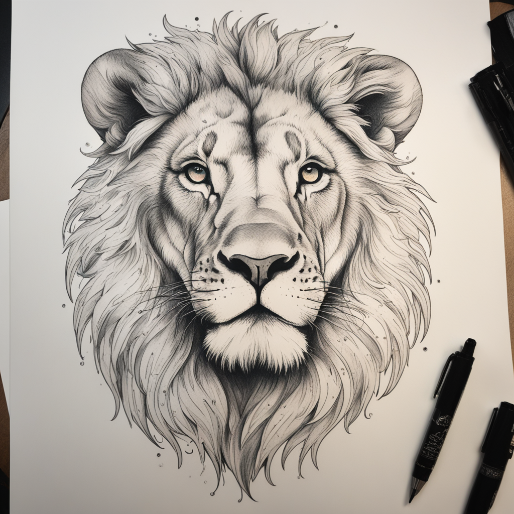 Lion Positioned At Natural Center, Lion Tattoo Designs tattoo design, tattoo inspiration