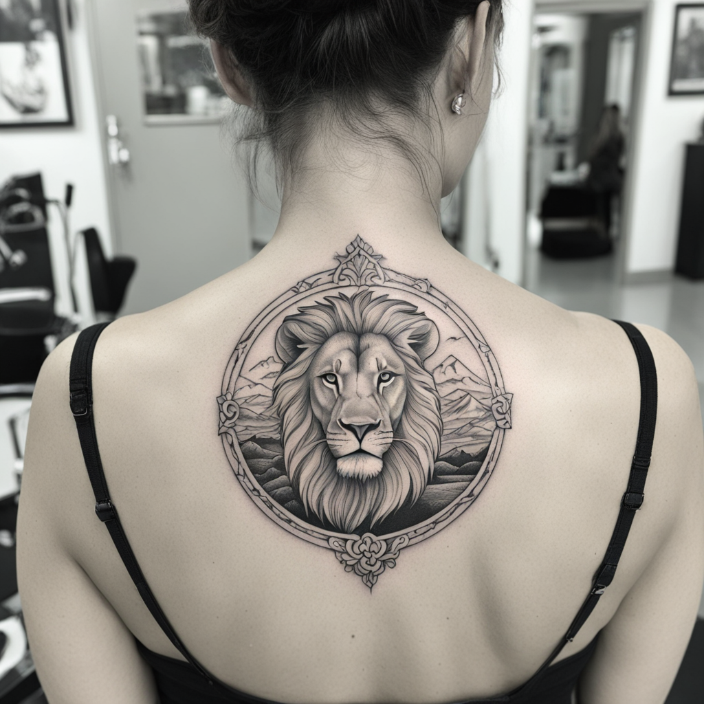 Lion Watching Over Vast Open Land, Lion Tattoo Designs tattoo design, tattoo inspiration