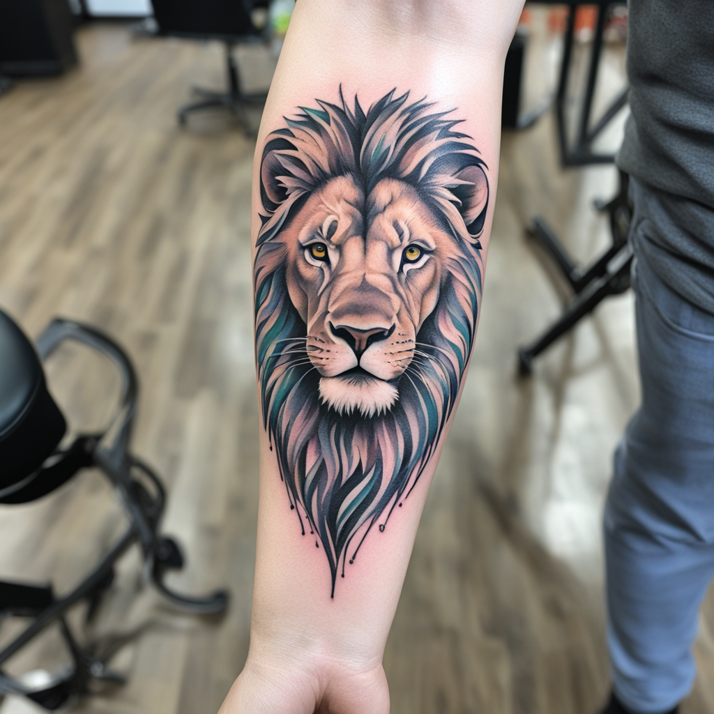 Lion Emerging Slowly With Controlled Power, Lion Tattoo Designs tattoo design, tattoo inspiration