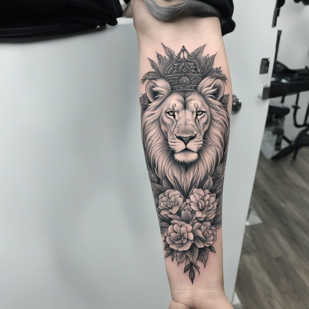 Lion Maintaining Dominance Through Calm Posture, Lion Tattoo Designs tattoo design, tattoo inspiration