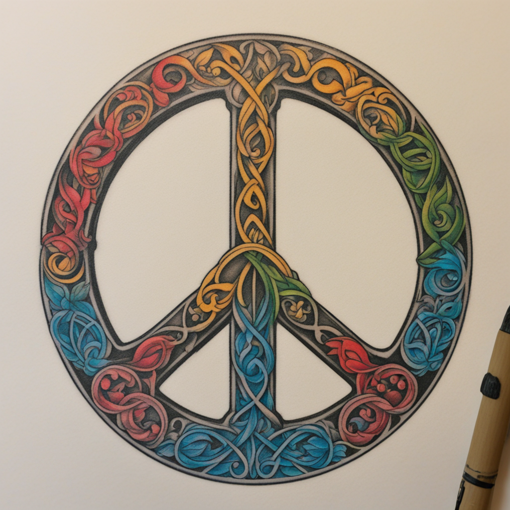 Peace Symbol Representing Resolution Without Conflict, Peace Symbol Tattoo Designs tattoo design, tattoo inspiration